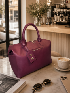 Pañalera Baby Bag Burgundy Herraje Plata