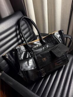 Élite Tote + Cierre - Alligator Negro