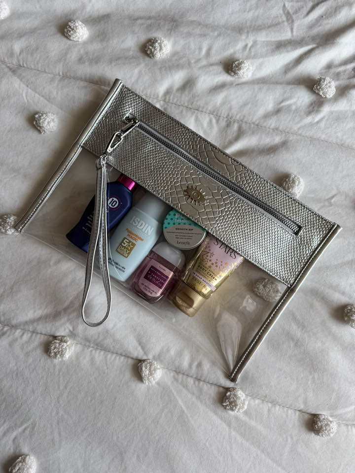 Cosmetiquera Clutch Pitón Silver
