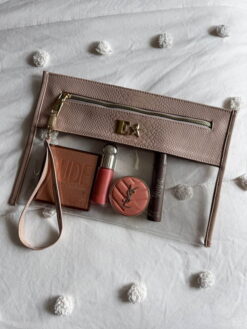 Cosmetiquera Clutch Pitón Charol Nude