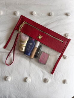 Cosmetiquera Clutch Pitón Charol Rojo