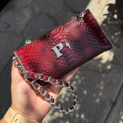 Nova Wallet Dots Charol Pitón Burgundy (shiny)