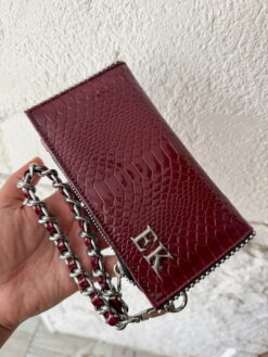 Nova Wallet Dots Charol Pitón Burgundy (Mate)