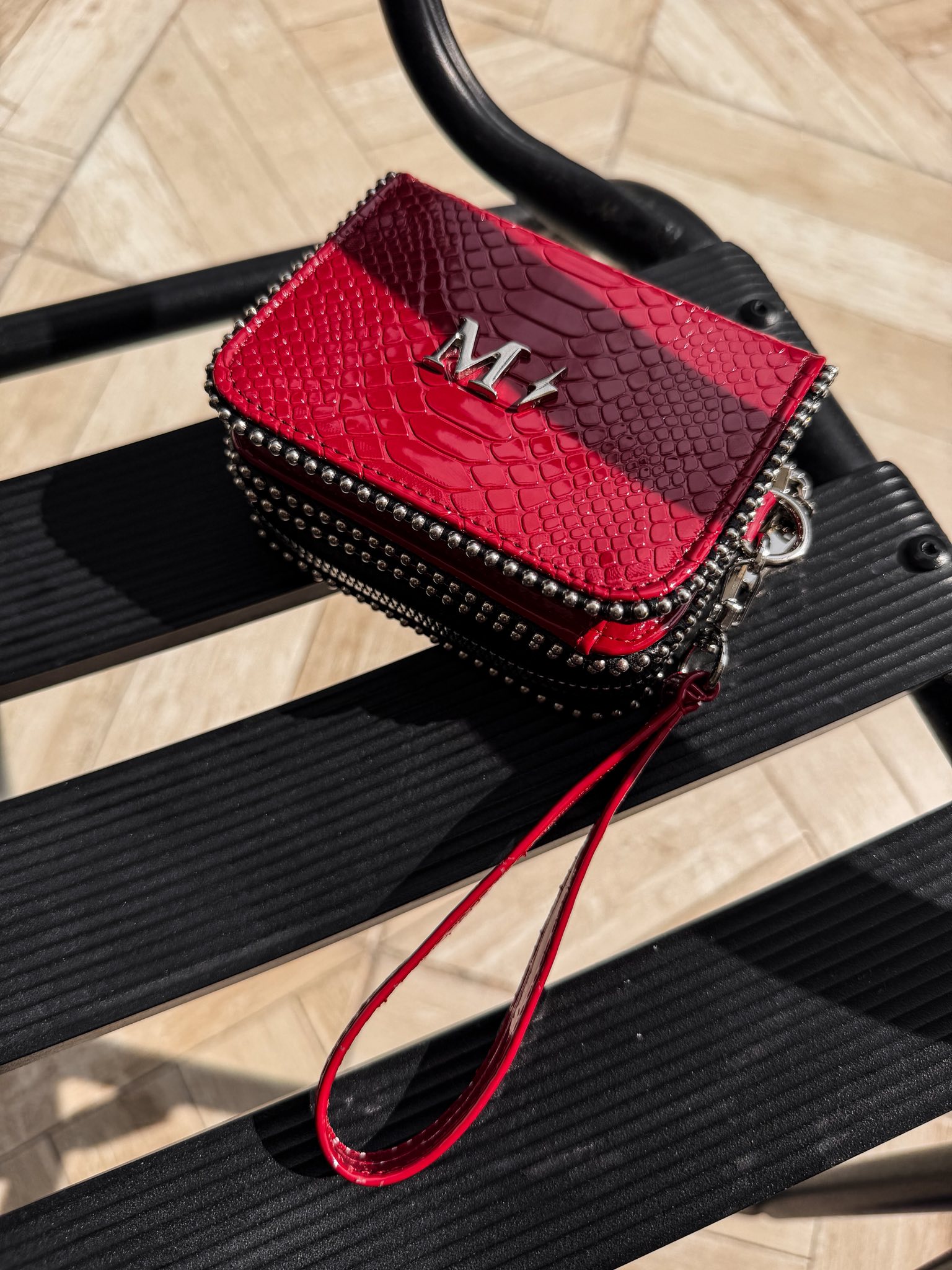 Double Cherry Wallet - Charol Campari