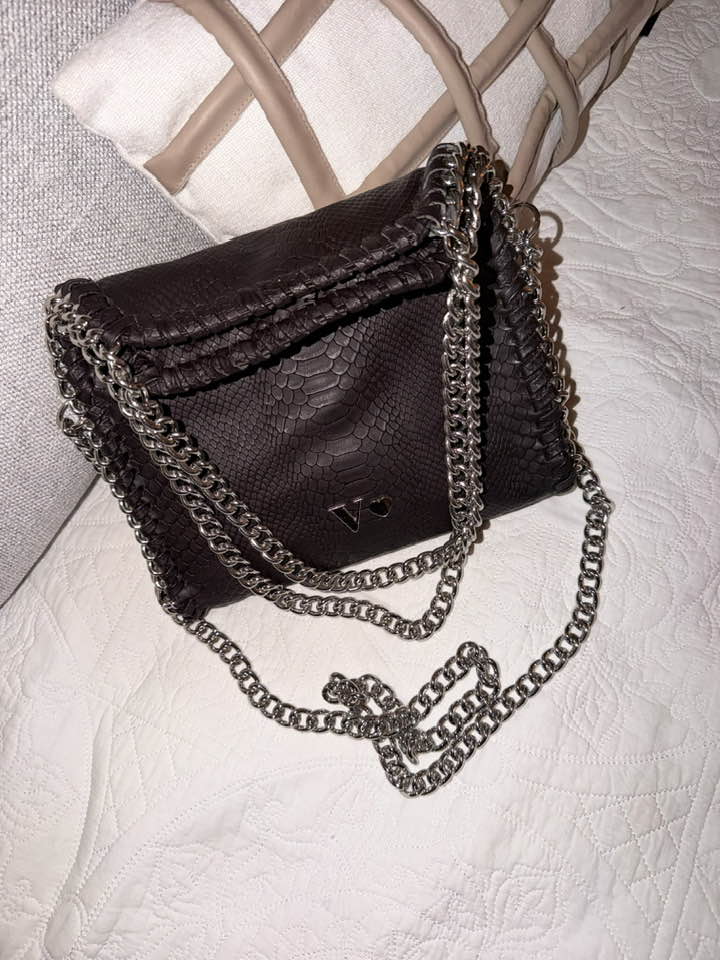 Kyra Mini Pitón Dark Chocolate - Herrajes Plata - Imagen 5