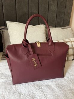 Pañalera Baby Bag Burgundy Herraje Oro