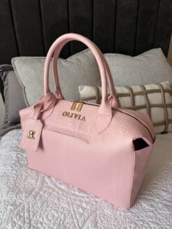 Pañalera Baby Bag Pitón Pétalo Herraje Oro