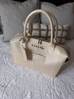 Pañalera Baby Bag Pitón Perla Herraje Oro