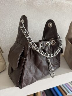 Soho 25 Small 100% piel Chocolate Herraje Plata - Imagen 3