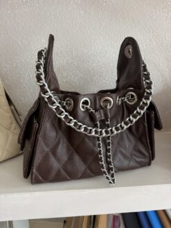 Soho 25 Small 100% piel Chocolate Herraje Plata - Imagen 2