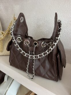 Soho 25 Small 100% piel Chocolate Herraje Plata